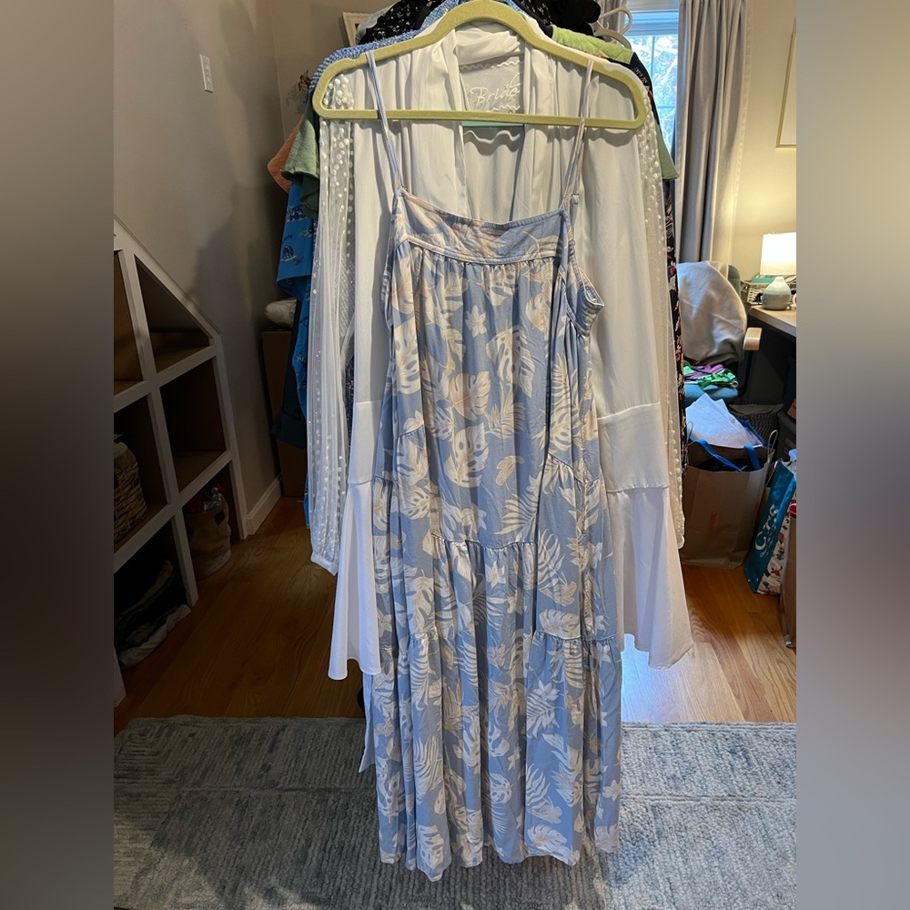 Blue and White Floral Maxi Dress